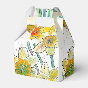 Gelbe Daffodische Blume Wasserfarbe Geburtstag Geschenkschachtel