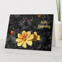 Gelbe Dahlia-Blume mit Beileid-Kondolenz