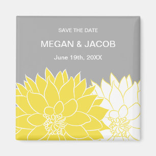 Gelbe Dahlie auf Grau-Save the Date Magneten Magnet