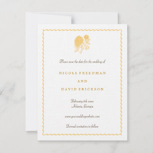 Gelbe Dahlie Save-the-Date-Hochzeitsankündigung Einladung