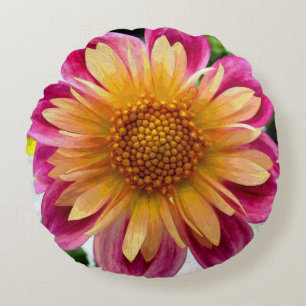 Gelbe Dahlie Yolanda Rundes Kissen