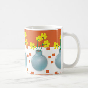 Gelbe Daisien in einer Blauen Vase Tasse