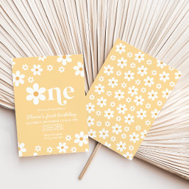 Gelbe Daisy 1 florale Einladung zum 1. Geburtstag