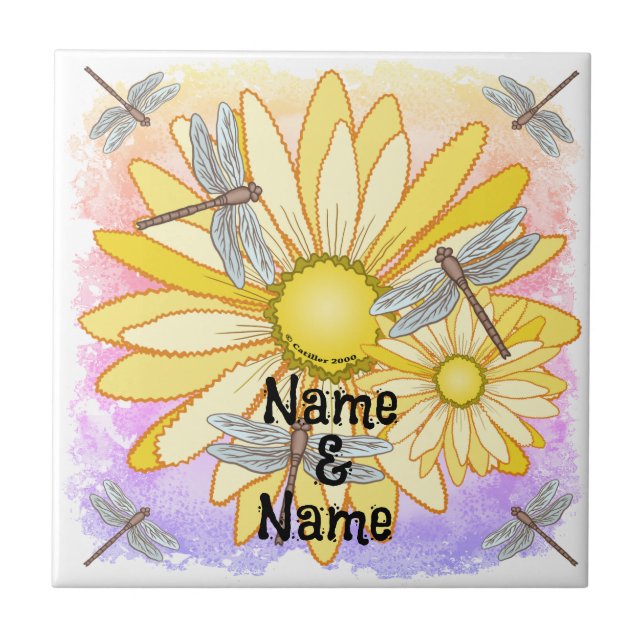 Gelbe Daisy  Fliese (Vorderseite)