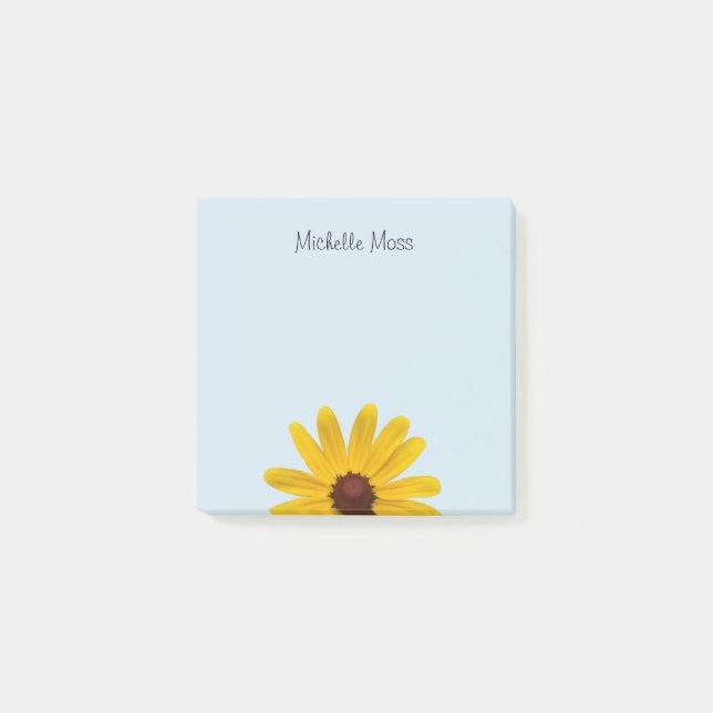 Gelbe Daisy-Monogramm-Blume Post-it Klebezettel (Vorderseite)
