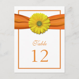Gelbe Daisy Orange Ribbon-Tischnummer Postkarte