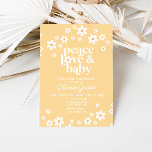 Gelbe Daisy Peace Love Baby Shower Einladung