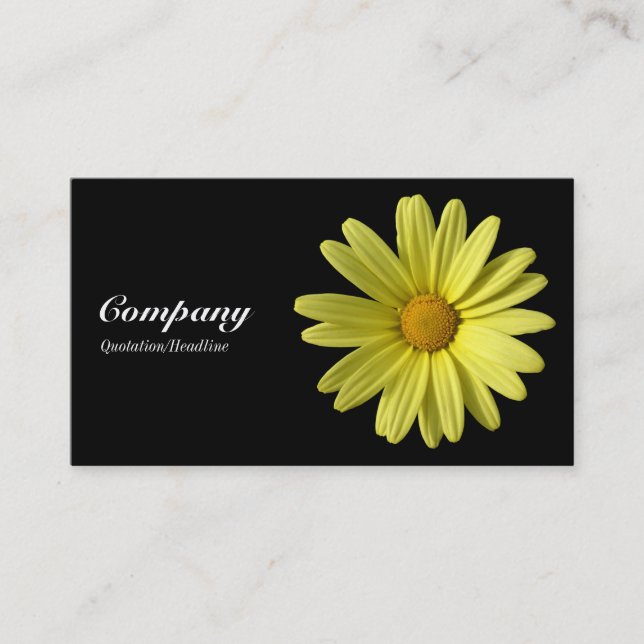 Gelbe Daisy - Schwarz Visitenkarte (Vorderseite)