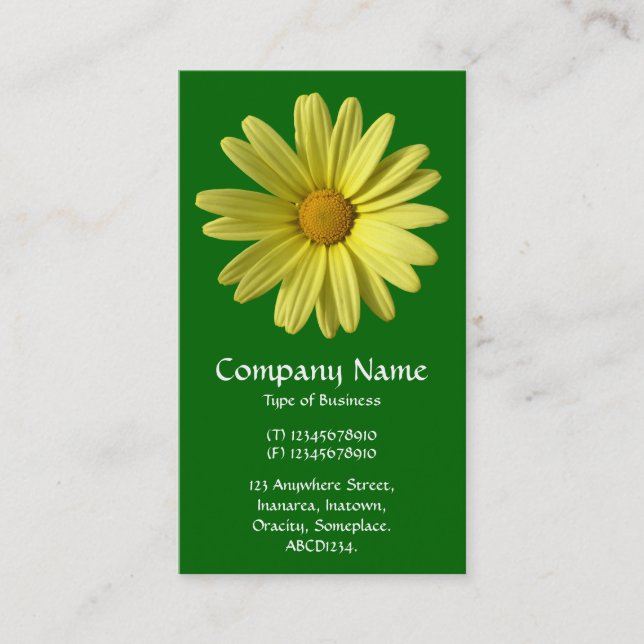 Gelbe Daisy - Tief grün Visitenkarte (Vorderseite)