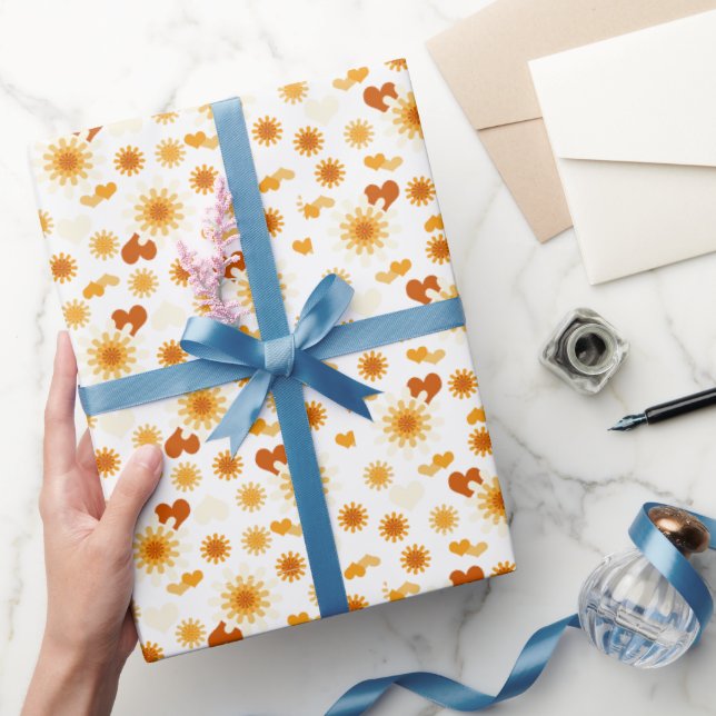 Gelbe Daisy und Herz Geschenkpapier (Schenken)