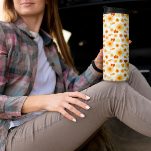 Gelbe Daisy und Herz Thermosbecher
