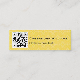 Gelbe Damask QR CODE Mini Business Cards Mini Visitenkarte