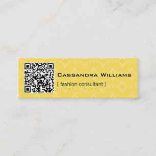 Gelbe Damask QR CODE Mini Business Cards Visitenkarte
