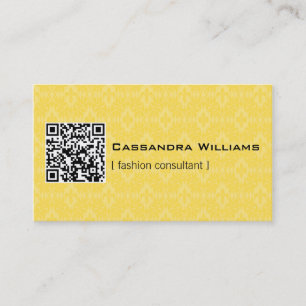 Gelbe Damask QR CODE Visitenkarten Visitenkarte