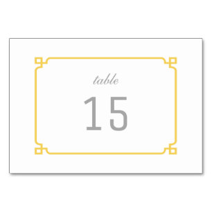 Gelbe Deko Chic Table Card Tischnummer