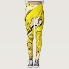 Gelbe des Marmormusters abstrakte und weiße Leggings