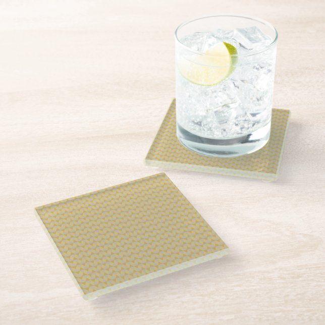Gelbe Diamanten Glasuntersetzer (Schrägansicht)