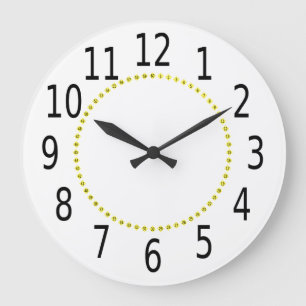 Gelbe Diamanten schwarze Zahlen Große Wanduhr