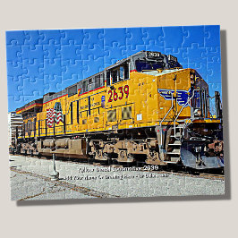 Gelbe Diesel-Lokomotive-Bahn - Name hinzufügen Puzzle
