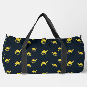 Gelbe Dinosaurier auf blau Duffle Bag