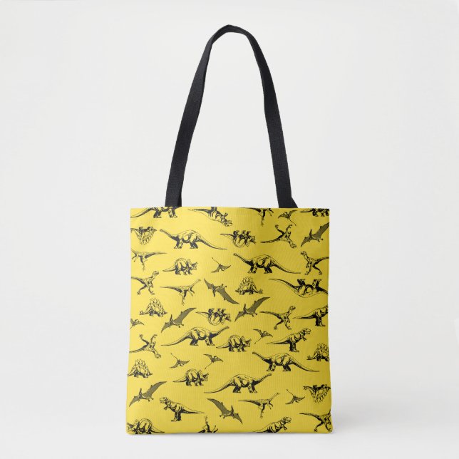 Gelbe Dinosaurier Tote Tasche (Vorderseite)
