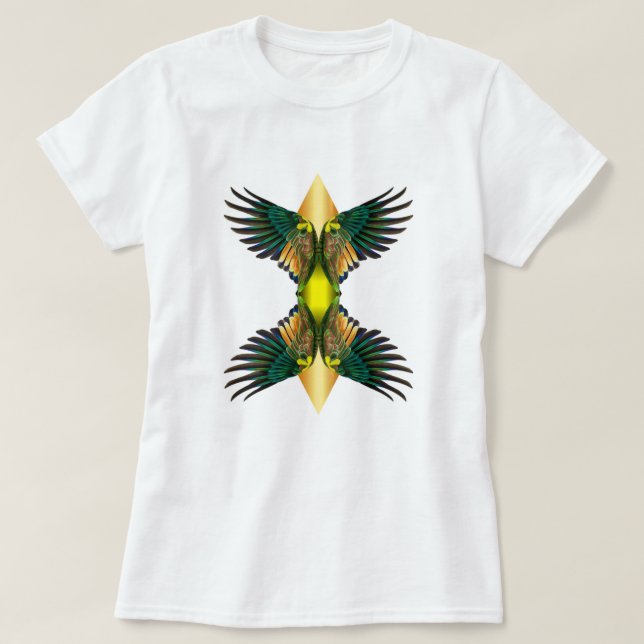 Gelbe Doppelflüge Diamantdesign T-Shirt (Design vorne)