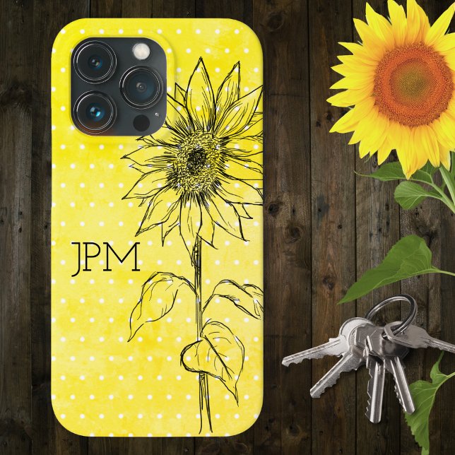 Gelbe Dot Hand gezogene Sonnenblume im Landstil Case-Mate iPhone Hülle (Von Creator hochgeladen)