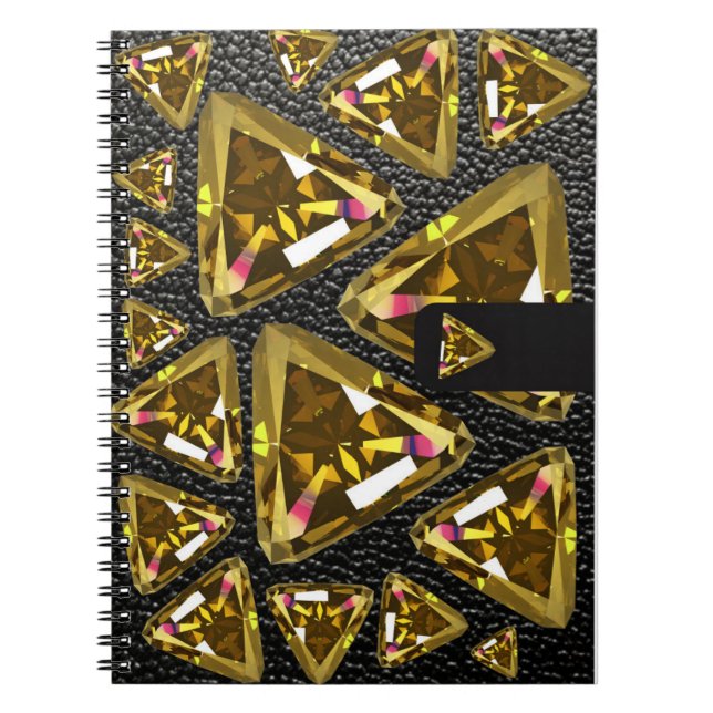 Gelbe Dreiecksteine und Leder Notizblock (Vorderseite)