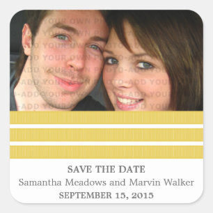 Gelbe Dreierstreifen Save the Date Aufkleber