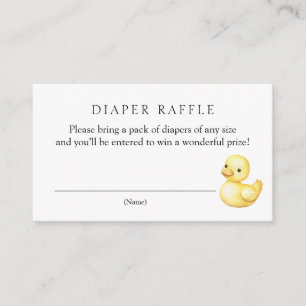 Gelbe Duck Diaper Raffle Baby Dusche Begleitkarte