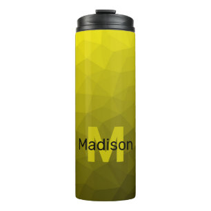 Gelbe dunkle Ombre-Geometrie-Maschen-Monogramm Thermosbecher