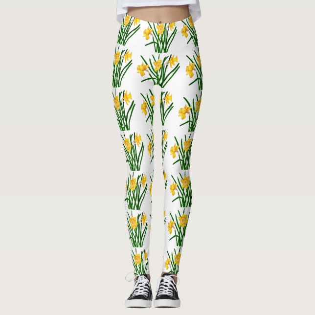 Gelbe düsterne Aquarellmalerei Leggings (Vorderseite)