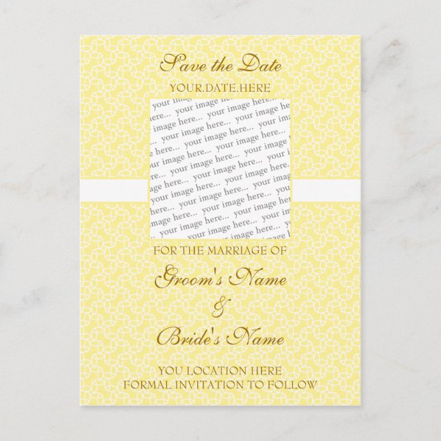 Gelbe Eggshell Save the Date Postkarte (Vorderseite)