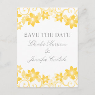 Gelbe einfache Blumenkarte Save the Date Postkarte