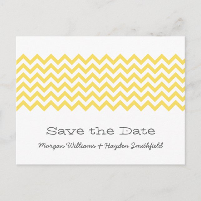 Gelbe einfache Zickzack Save the Date Postkarte (Vorderseite)