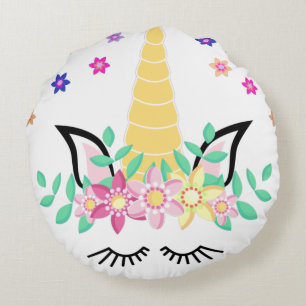 Gelbe Einhorn-Blume Rundkissen Rundes Kissen