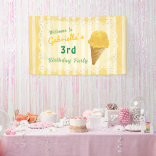 Gelbe Eiscreme Kinder Geburtstagsgruß Banner