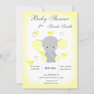 Gelbe Elefant Baby Boy Girl Dusche Einladung