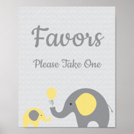 Gelbe Elefant Baby Duschfavoriten nehmen ein Zeich Poster