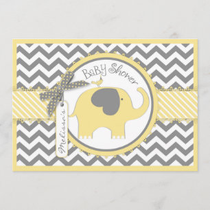 Gelbe Elefant Zickzack Print Baby Dusche Einladung