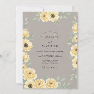 Gelbe elegante bohemische Hochzeit Einladung