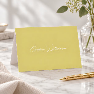 Gelbe elegante Handschrift personalisierter Name Dankeskarte