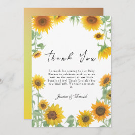 Gelbe Elegante Sonnenblume Sonnenblume Babydusche Dankeskarte