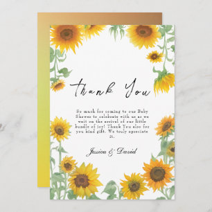 Gelbe Elegante Sonnenblume Sonnenblume Babydusche Dankeskarte