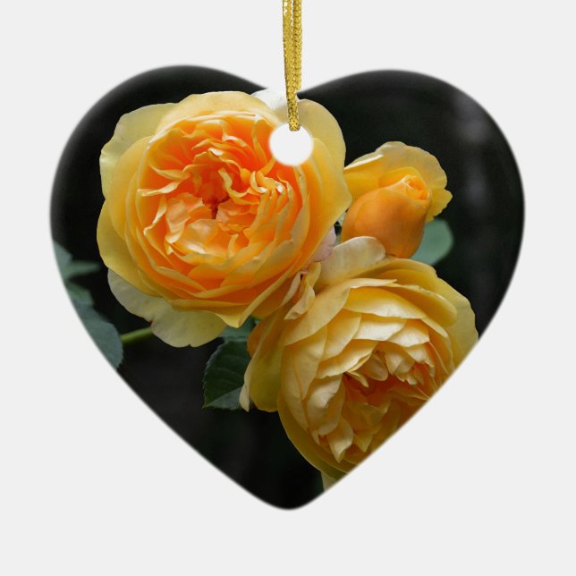 Gelbe Englische Rose Keramik Ornament (Vorne)