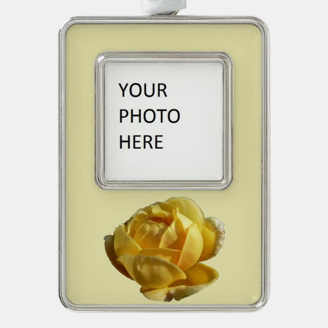 Gelbe Englische Rose Rahmen-Ornament Silber (Vorderseite)