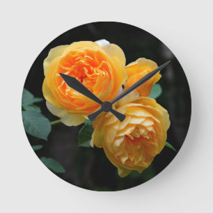 Gelbe Englische Rose Runde Wanduhr