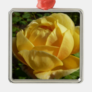 Gelbe Englische Rose Silbernes Ornament