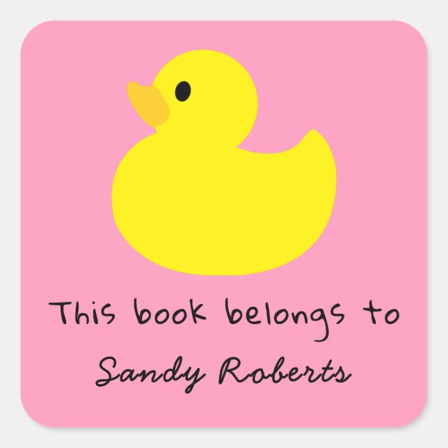 Gelbe Ente - dieses Buch gehört Quadratischer Aufkleber (Vorderseite)