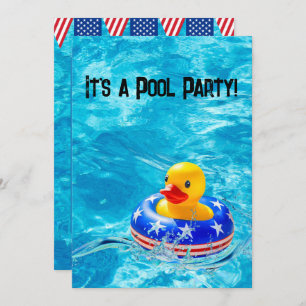 Gelbe Ente für das Patriotische Pool-Party Einladung